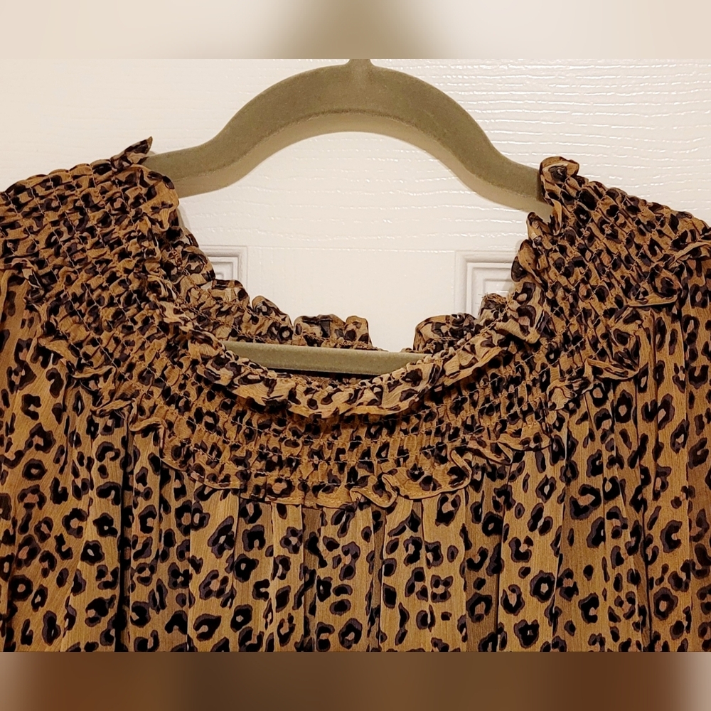 Leopard Ruffle Boho Blouse - Picture 6 of 7